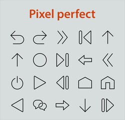 Set of line arrows, directions, arrows, contains icons such as pause, continuation, directly, to the right, Editable stroke. 480x480, On a white background, Vector illustration