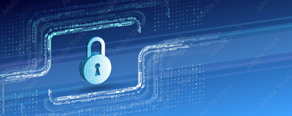 Poster 3d Data protection, privacy, and internet security concept. Cyber security for business and internet project. Perspective Vector illustration of data security services.