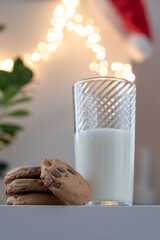 christmas cookies and milk for santa claus on christmas eve