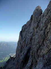 Mountain hiking tour on Jubilaeumsgrat ridge, Bavaria, Germany
