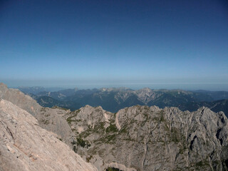 Mountain hiking tour on Jubilaeumsgrat ridge, Bavaria, Germany