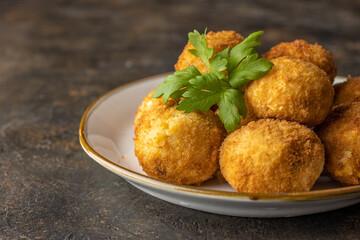 Italian risotto balls, arancini. Cheese Fried Risotto Balls