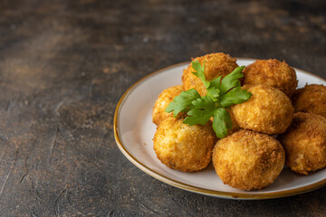 Italian risotto balls, arancini. Cheese Fried Risotto Balls