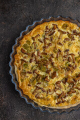 Mushroom quiche with chanterelle mushrooms. Tart with chanterelles
