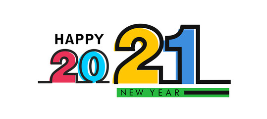 2021 New Year banner.  elegant design of colored 2021 logo numbers. Typography for 2021 celebration invite. Vector illustration.