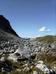 Via ferrata at high mountain lake Seebensee, Tajakante, Tyrol, Austria