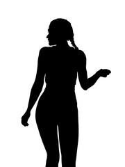 Silhouette on a white background, woman, model pose, beautiful athletic body