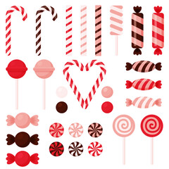set of candies in flat style. cute sweets
