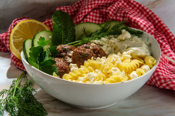Greek Meatballs Yogurt Sauce