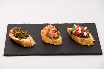 tasty italian bruschetta with baguette