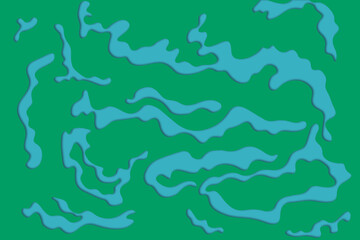 Blue and green paper cut out, abstract water background 