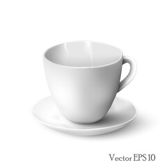 White empty cup. A realistic mug.