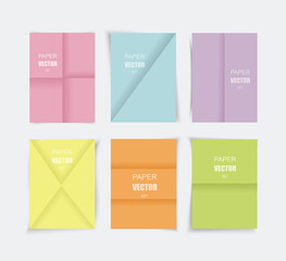 Paper folded poster set in bright colors, vector illustration.