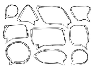 Speech or thought bubbles of different shapes and sizes
