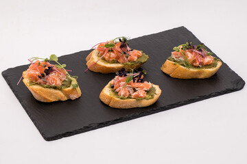 tasty italian bruschetta with baguette