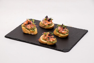tasty italian bruschetta with baguette