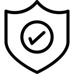 
A protection shield with tick mark line vector icon
