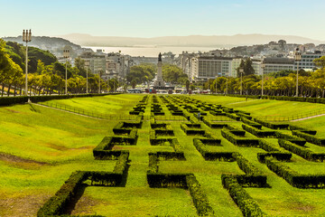 A view down the King Edward VII Park in Lisbon, Portugal
