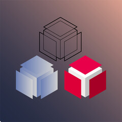 Obraz premium Abstract futuristic isometric set of color box pattern cube. Decorate for ad, poster, artwork, template design, print. 