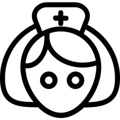 
Female nurse avatar, line vector icon 
