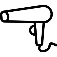 
A blow dryer used to dry hair, line vector icon 
