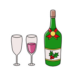 クリスマス　シャンパン　かわいい　イラスト