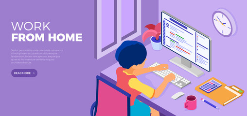 Fototapeta premium Woman working from home