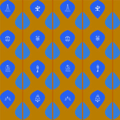 Marine blue and sea icons hand drawing editable pattern and seamless vector