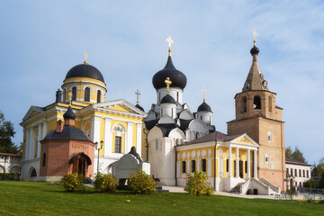 Scenic view of Staritsky Holy Dormition monastery (16th - 19th centuries). Staritsa, Tver region of Russia. It is one of the famous Russian monasteries and popular tourist destination for weekend trip
