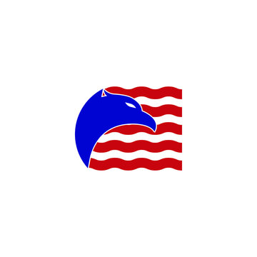 eagle head vector illustration and flag for logo