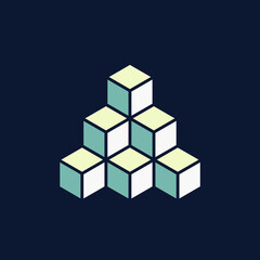 Fototapeta premium Geometric logo.Decorative icon with cubes construction.Abstract motif isolated on dark background.Design elements for branding.Graphic symbol for modern,corporate,industrial,web business.