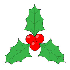 Simple illustration of Christmas holly berry icon for Christmas holiday