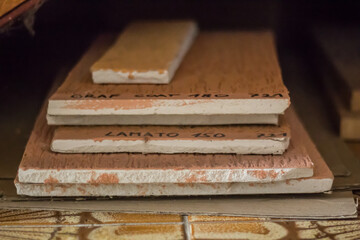 unused floor slats with marking