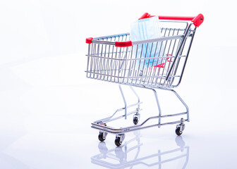 Shopping cart with face mask