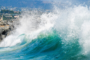 turquoise crashing wave