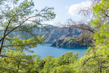 Mediterranean seascape in Turkey. View of a small bay near the Tekirova village, District of Kemer, Antalya Province.