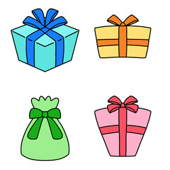 プレゼント　ギフト　プレゼントボックス　かわいい　バリエーション　イラスト