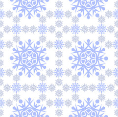 Snowflake simple seamless pattern. On a white background. Abstract wallpaper, packaging decoration. Winter Symbol, Merry Christmas, New Years Celebration Vector illustration.