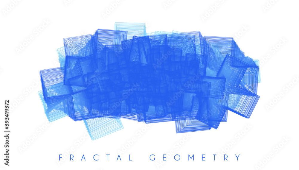 Poster Blue fractal geometric abstraction. Multidimensional vector graphics