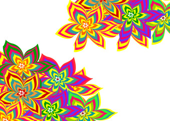 Fototapeta na wymiar Beautifull frame background made of fun colorful flower shape pattern for decoration