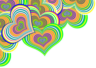 Beautifull frame background made of fun colorful heart shape pattern for decoration