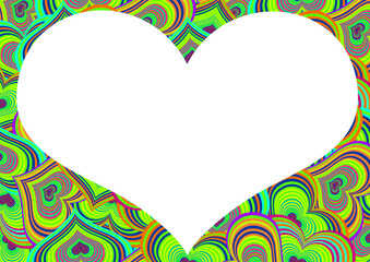 Beautifull frame background made of fun colorful heart shape pattern for decoration