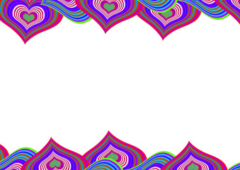 Beautifull frame background made of fun colorful heart shape pattern for decoration