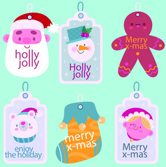Hand drawn christmas badge collection