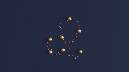 Leo the Lion Zodiac Sign Symbol Formed out of Golden and Bronze Spheres