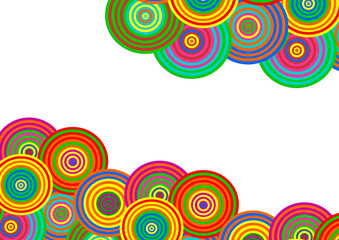 Fototapeta na wymiar Beautifull frame background made of fun colorful circle shapepattern for decoration