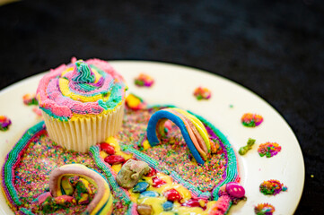 cupcake with icing and sprinkles 1