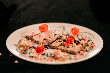 Marshmallow  cookie and cherries