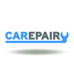 Car repair spanner icon vector. Auto tuning and fix service symbol.
