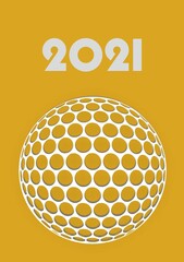 Golf ball greeting Colorful gold illustration